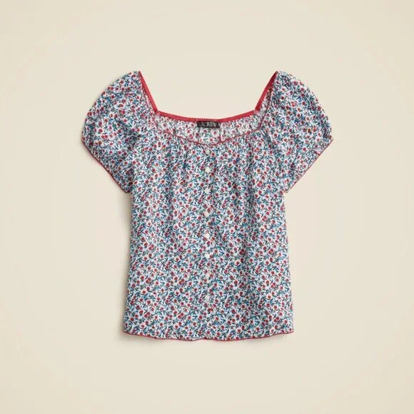 J CREW Cap-sleeve top in poppy crepe de chine SIZE XL NWOT - Picture 1 of 6